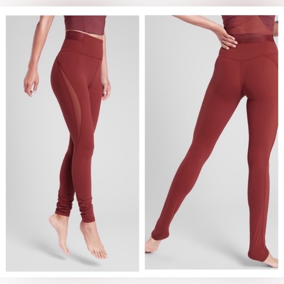 ATHLETA Aura Heel Tight Leggings Yoga Mesh Medium Brick Red - Picture 1 of 10